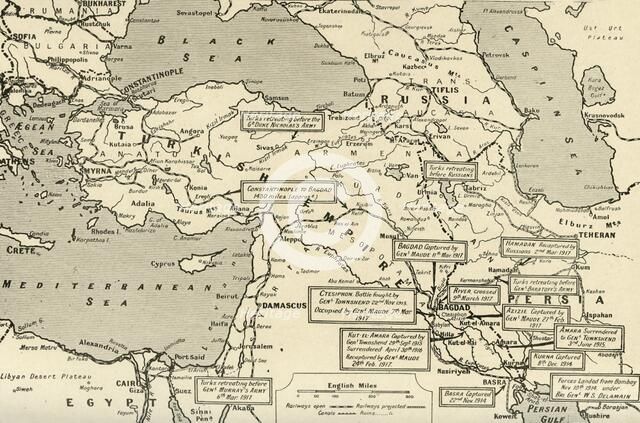 'Map of Two and a Half Years' Campaign in Mesopotamia', 1917. Creator: Unknown.