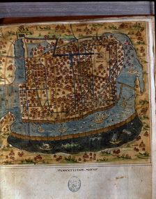 Map of Tenochtitlan, Mexico, 1560, in the work General Islands of the World by the chronicler …