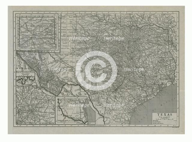Map of Texas, USA, c1910s. Creator: Emery Walker Ltd.