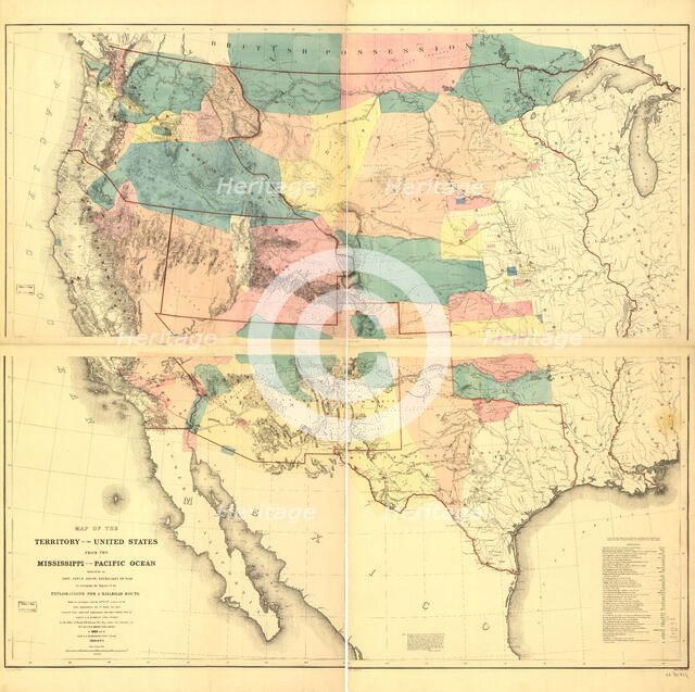 Map of the territory of the United States from the Mississippi to the Pacific Ocean..., (1858?). Creators: Gouverneur Kemble Warren, Edward Selmar Siebert.