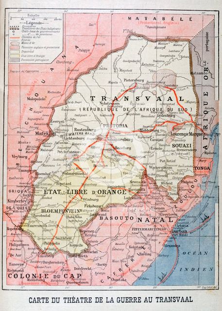 Map of the Theatre of the War in the Transvaal, 1899. Artist: Unknown