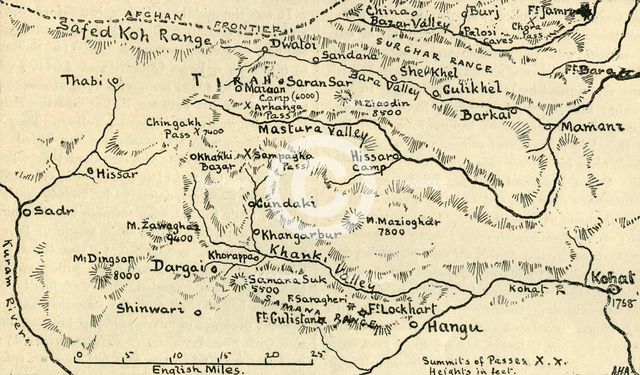 'Map of the Tirah Campaign', c1900. Creator: Unknown.