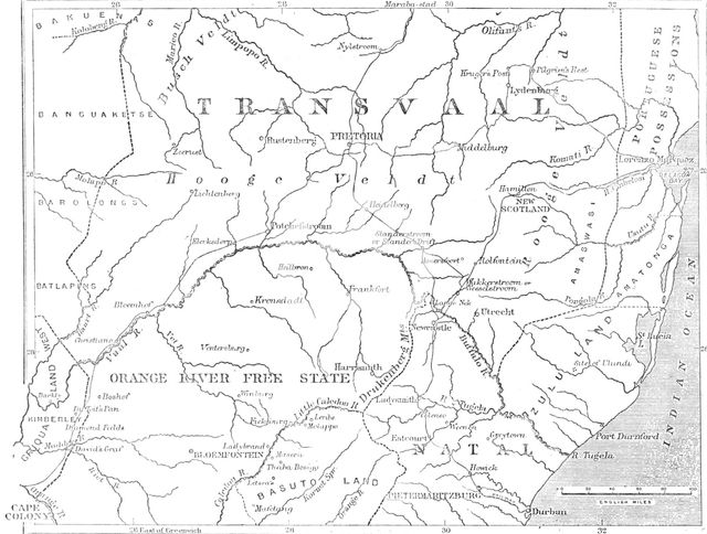 Map of the Transvaal and adjacent provinces, 1881. Creator: Stanford's Geographical Establishment.