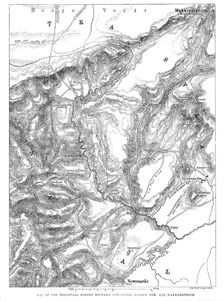 Map of the Transvaal border between Newcastle, Laing's Nek and Wakkerstroom, 1881. Creator: Stanford's Geographical Establishment