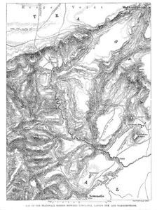 Map of the Transvaal border between Newcastle, Laing's Nek and Wakkerstroom, 1881. Creator: Stanford's Geographical Establishment