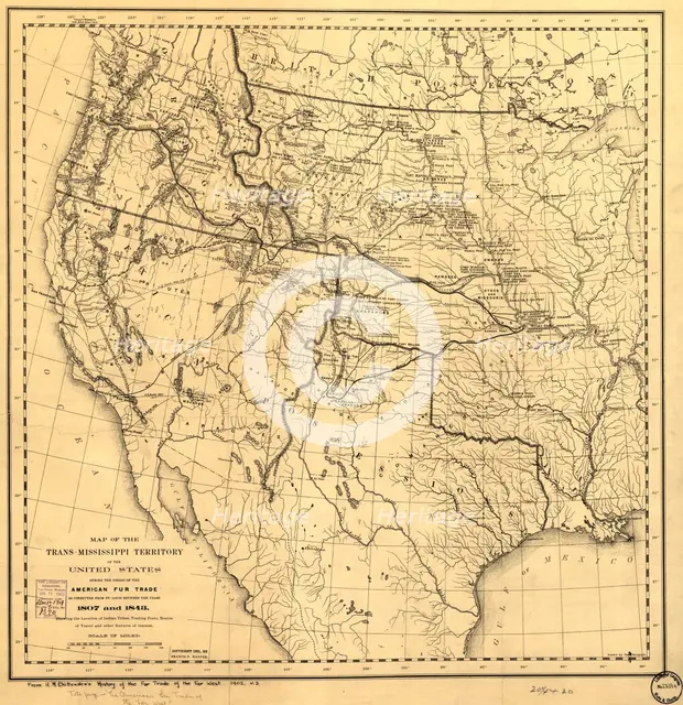 Map of the Trans-Mississippi of the United States during the period of the American fur..., 1902. Creator: Hiram Martin Chittenden.