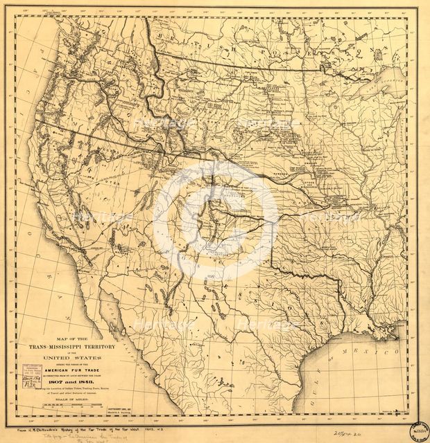 Map of the Trans-Mississippi of the United States during the period of the American fur..., 1902. Creator: Hiram Martin Chittenden.