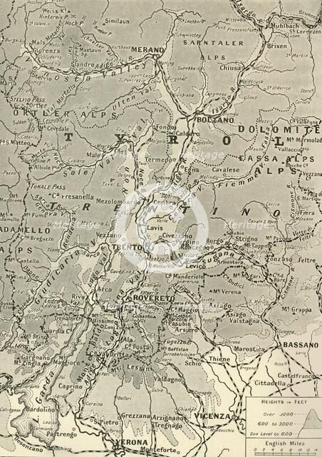'Map of the Trentino Front', 1916. Creator: Unknown.
