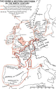 Map of the Vikings & Western Christendom in the Ninth Century (1935)