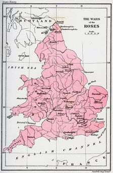 Map of the Wars of the Roses, 15th century (1893)