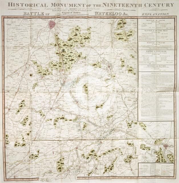 Map of the Waterloo campaign, 1815, Walmer Castle, Kent. Artist: Unknown.