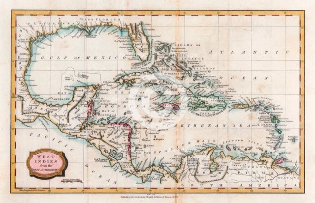 Map of the West Indies, 18th century(?).Artist: Barlow