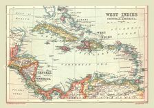 Map of the West Indies and Central America, 1902. Creator: Unknown