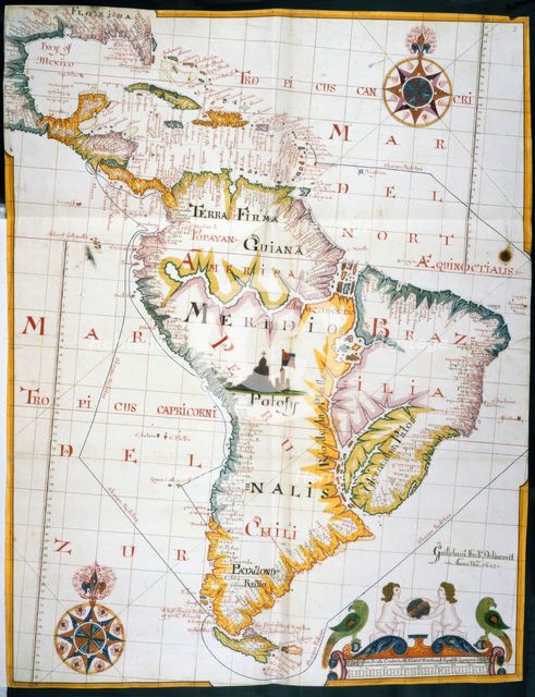 Map of the West Indies and South America, 1683.  Creator: William Hack.