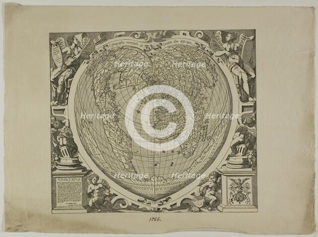 Map of the World, 1566, reprinted 1889. Creator: Unknown.