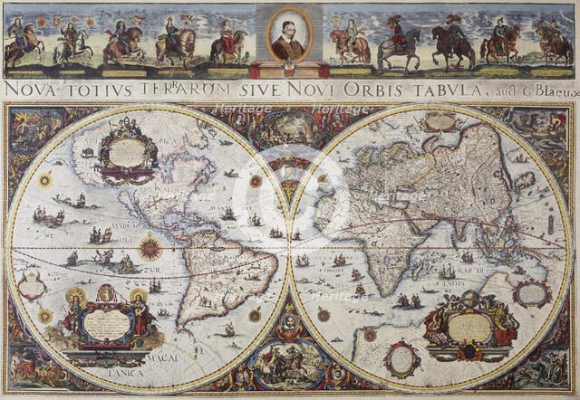 Map of the world, 1680. Creator: G Blaeu.