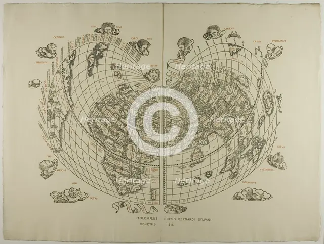 Map of the World: Tradewinds, 1511, reprinted 1889. Creator: Unknown.