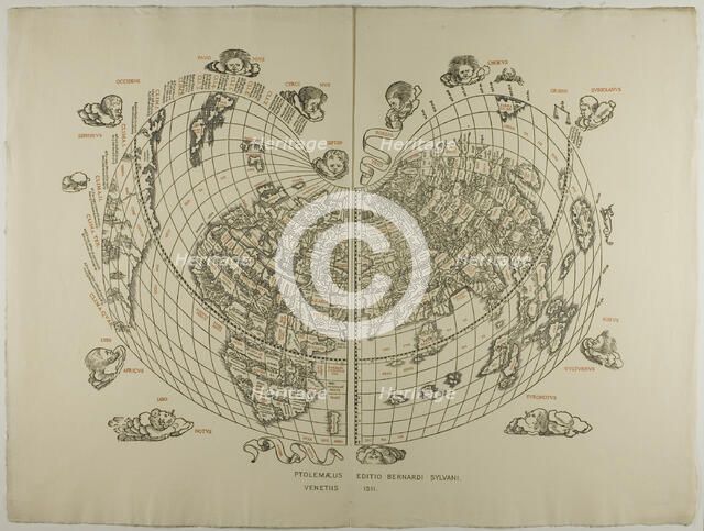 Map of the World: Tradewinds, 1511, reprinted 1889. Creator: Unknown.