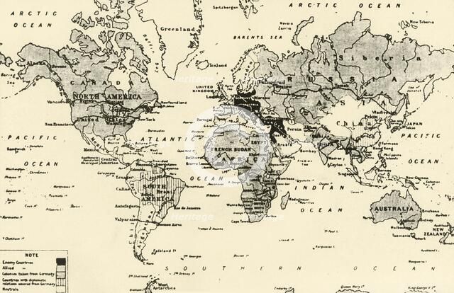 'Map of the World After Three Years of War', 1917. Creator: Unknown.