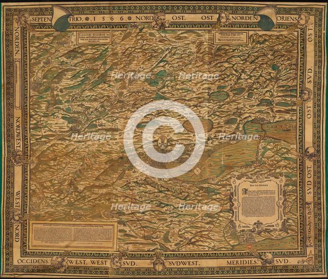 Map of the Zurich area, 1566. Creator: Murer, Jos (1530-1580).