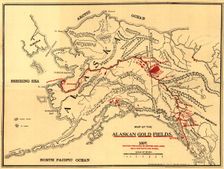 Map of the Alaskan gold fields, 1897. Creator: T. S. Lee
