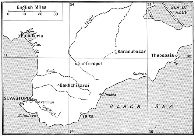 Map of the area where the Crimean War was fought in the 1850s, (c1920). Artist: Walter Hutchinson