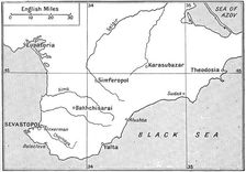 Map of the area where the Crimean War was fought in the 1850s, (c1920). Artist: Walter Hutchinson