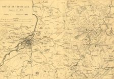 Map of the Battle of Courcelles, 14 August 1870, (c1872). Creator: R. Walker