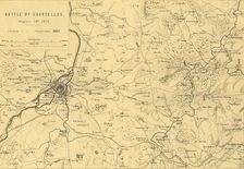 Map of the Battle of Courcelles, 14 August 1870, (c1872). Creator: R. Walker