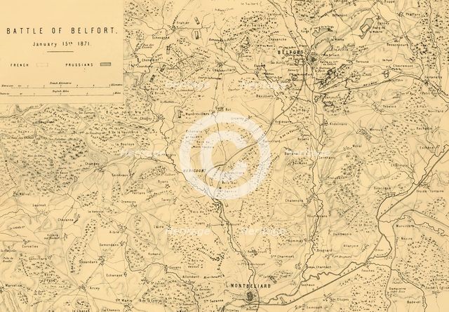 Map of the Battle of Belfort, 15 January 1871, (c1872).  Creator: R. Walker.