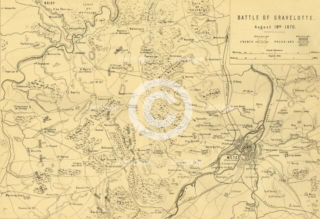 Map of the Battle of Gravelotte, 18 August 1870, (c1872).  Creator: R. Walker.