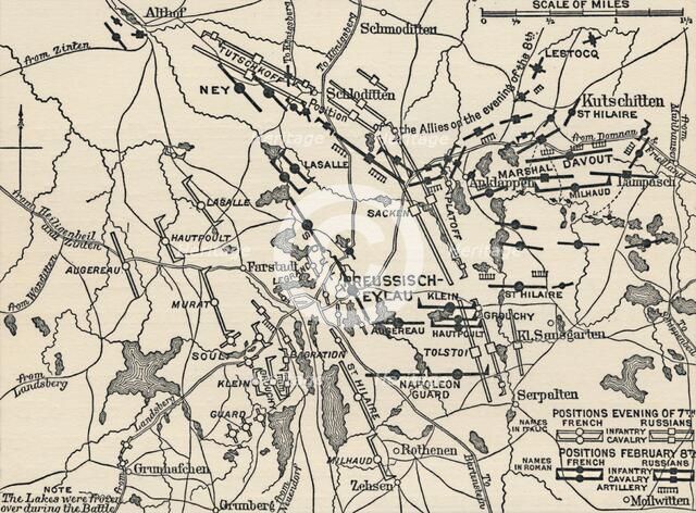 'Map of the Battle of Eylau', 1807, (1896). Artist: Unknown.