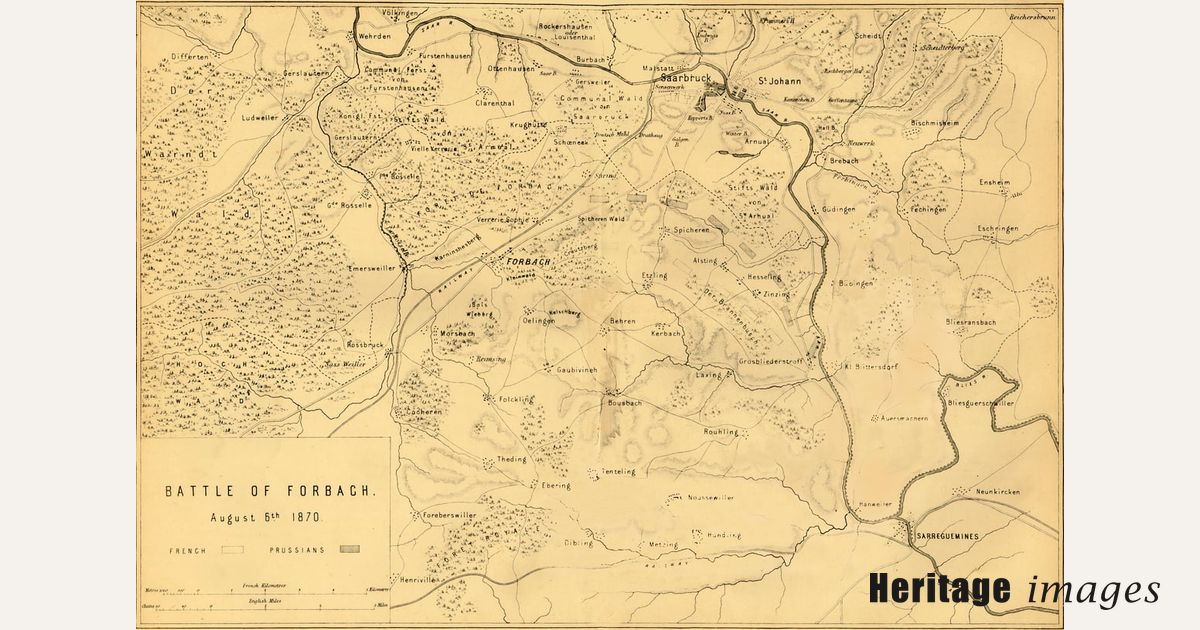 Map of the Battle of Forbach, 6 August 1870, (c1872). Creator: R ...