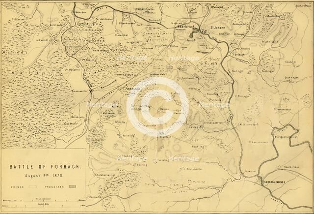 Map of the Battle of Forbach, 6 August 1870, (c1872).  Creator: R. Walker.