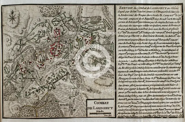 Map of the Battle of Landeshut (June 23, 1760), Seven Years War (1756-1763), 1765. Creator: Jean de Beaurain.