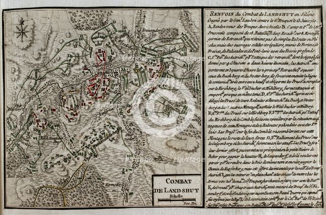 Map of the Battle of Landeshut (June 23, 1760), Seven Years War (1756-1763), 1765. Creator: Jean de Beaurain.
