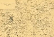 Map of the Battle of Le Mans, 11 January 1871, (c1872). Creator: R. Walker
