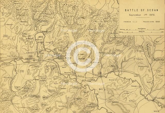 Map of the Battle of Sedan, 1 September 1870, (c1872).  Creator: R. Walker.