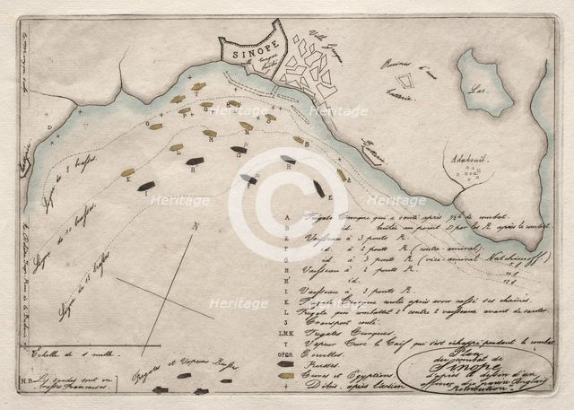 Map of the Battle of Sinope, 1853. Creator: Charles Meryon (French, 1821-1868).