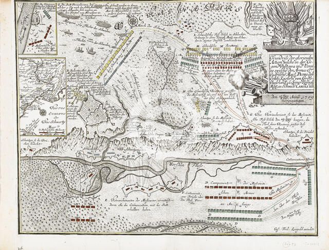 Map of the Battle of Poltava on 27 June 1709. Artist: Leopold, Joseph Friedrich (1668-1727)