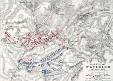 Map of the Battle of Waterloo, 18th June 1815 (19th century). Creator: Alexander Keith Johnston