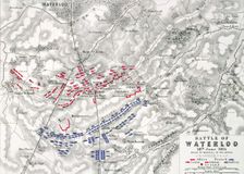 Map of the Battle of Waterloo, 18th June 1815 (19th century). Creator: Alexander Keith Johnston