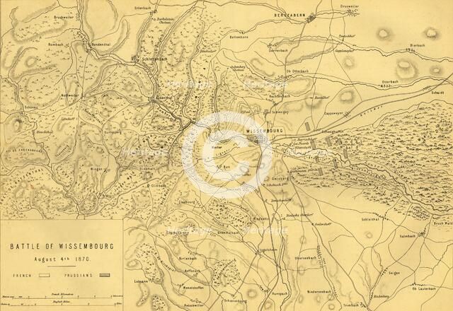 Map of the Battle of Wissembourg, 4 August 1870, (c1872).  Creator: R. Walker.