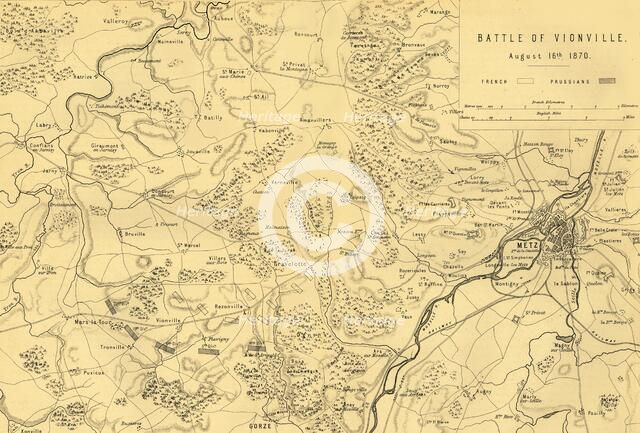 Map of the Battle of Vionville, 16 August 1870, (c1872).  Creator: R. Walker.
