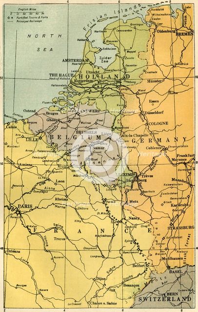 'Map of the Belgian Frontier with Forts', 1919. Creator: Unknown.