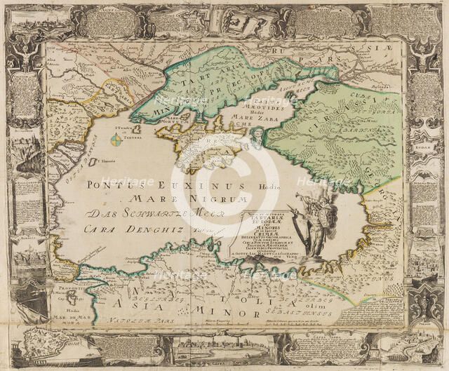 Map of the Black Sea and the Crimea, c. 1740. Creator: Haupt, Gottfried Jacob (1715-1766).
