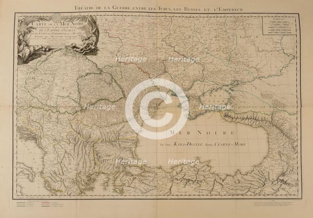 Map of the Black Sea, depicting the theater of the Russo-Turkish War, begun in 1787, 1788.