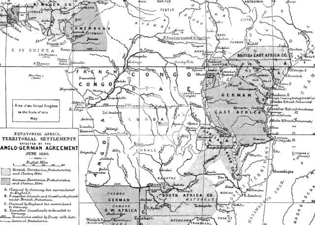Map of the British and German Possessions in Africa, 1890. Creator: Ernst Ravenstein.