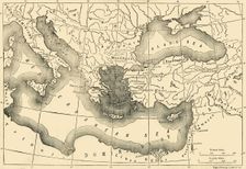 Map of the Byzantine Empire in the Ninth Century 1890. Creator: Unknown