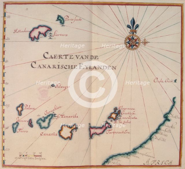 Map of the Canary Islands, 17th century. Creator: Unknown.